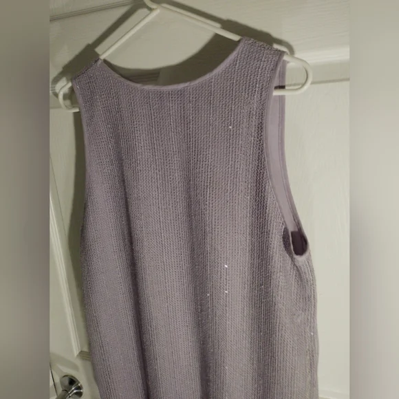 🦩SIMPLY NOELLE Plus Size Pullover Sleeveless Tunic Tank Lavender Mesh Overlay - Picture 2 of 16